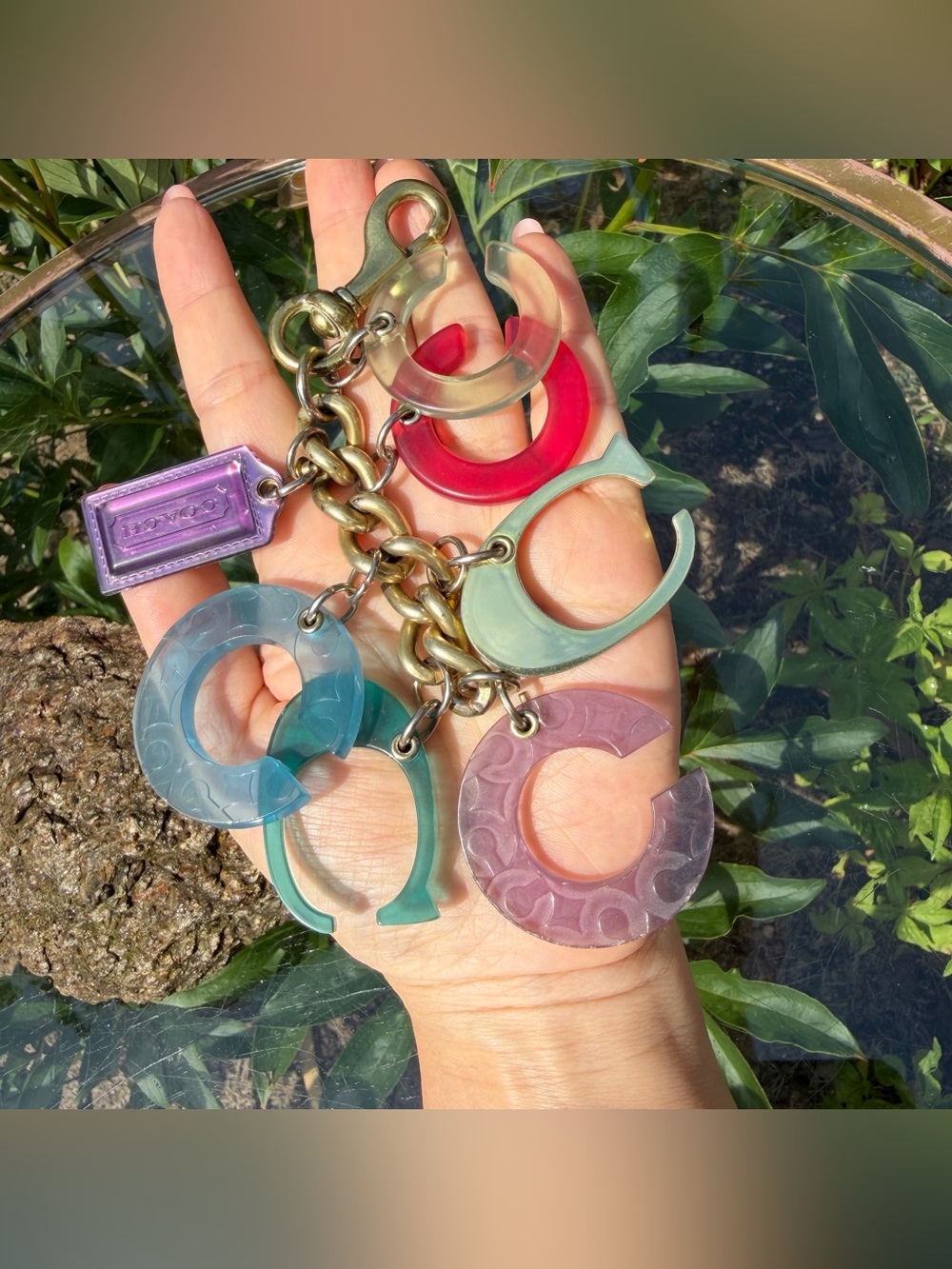 Coach Vintage Multicolor Signature C Resin Bag Charm Keychain